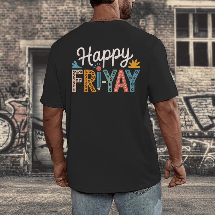 Fri-Yay Teacher Fry Yay Friday Weekend Happy Fri-Yay Men's Back Print T-Shirt, funny design