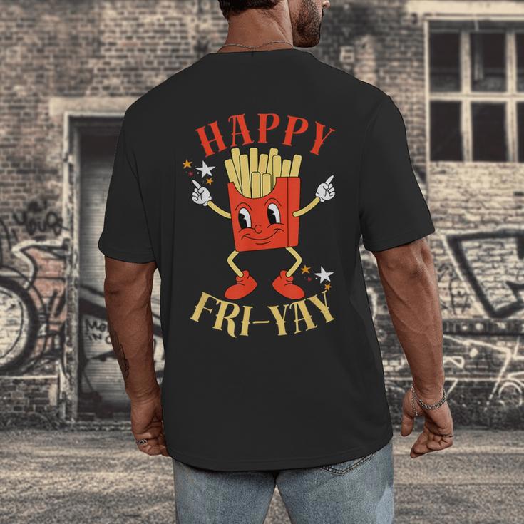 Fun Teacher Happy Fri Yay French Fries Friday Lovers Men's Back Print T-Shirt, funny design Fun Teacher Happy Fri Yay French Fries Friday Lovers Men's Back Print T-Shirt, funny design