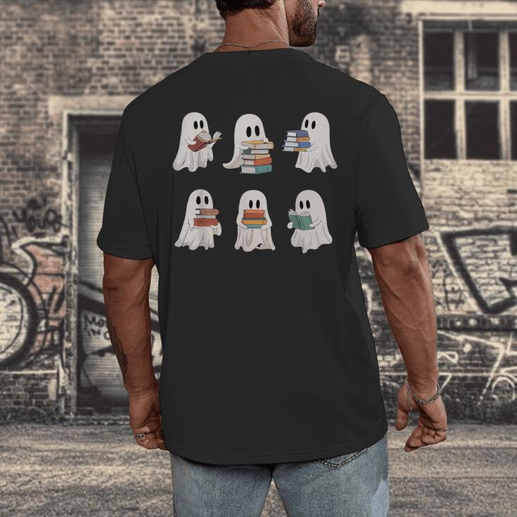 Ghost Reading Books Teacher Halloween Librarian Cute Boook Men's Back Print T-Shirt, funny design Ghost Reading Books Teacher Halloween Librarian Cute Boook Men's Back Print T-Shirt, funny design
