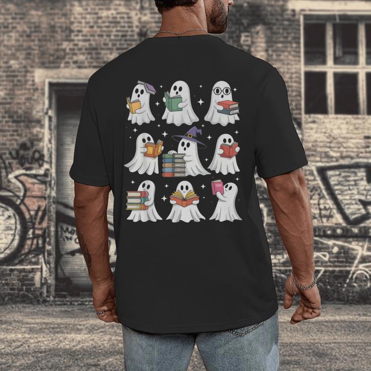 Ghost Reading Teacher Halloween Costume Librarian Book Lover Men's Back Print T-Shirt, funny design Ghost Reading Teacher Halloween Costume Librarian Book Lover Men's Back Print T-Shirt, funny design