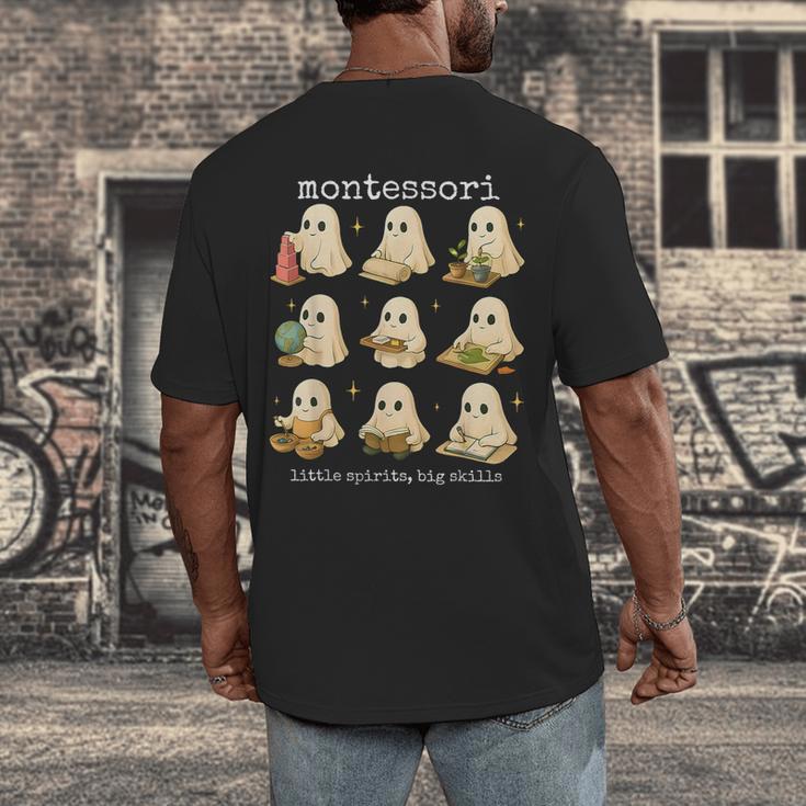 Ghosts Halloween Montessori Teacher Educator Costume Men's Back Print T-Shirt, funny design