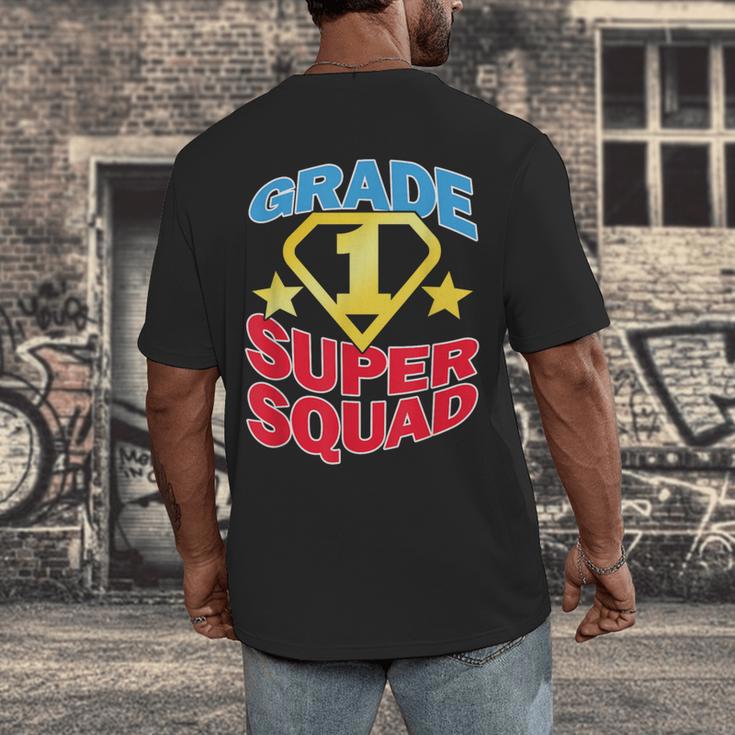 Grade 1 Super Squad Superhero Teacher Team Men's Back Print T-Shirt, funny design Grade 1 Super Squad Superhero Teacher Team Men's Back Print T-Shirt, funny design