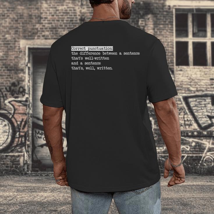 Grammar Teacher And Punny Punctuation Men's Back Print T-Shirt, funny design Grammar Teacher And Punny Punctuation Men's Back Print T-Shirt, funny design