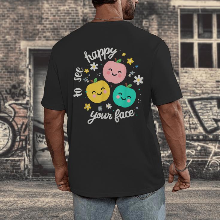 Groovy Happy To See Your Face Teacher School Appreciation Men's Back Print T-Shirt, funny design Groovy Happy To See Your Face Teacher School Appreciation Men's Back Print T-Shirt, funny design