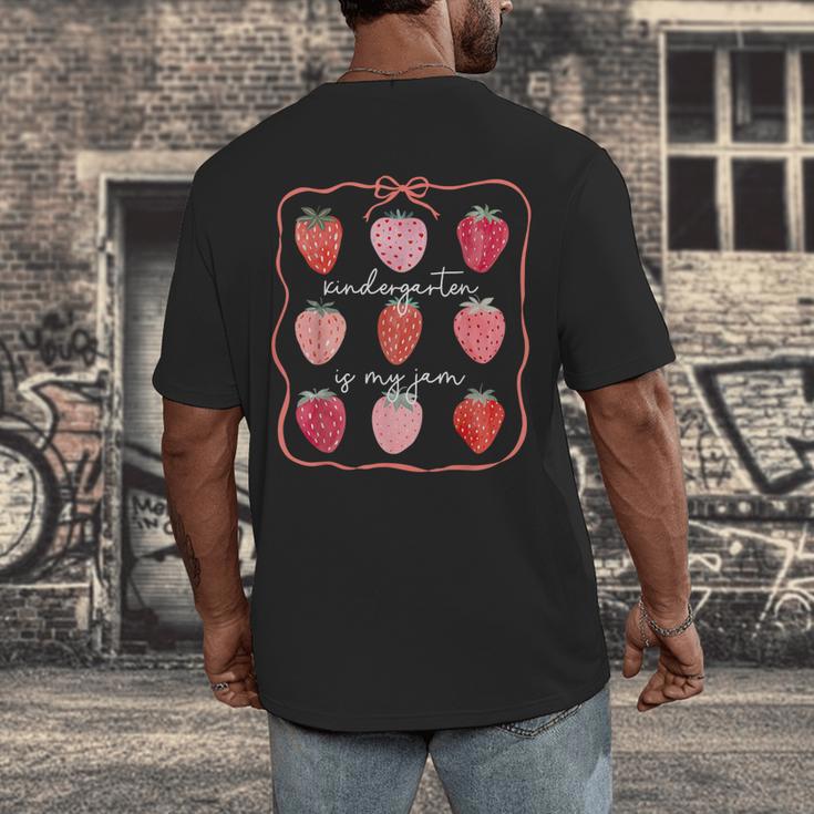 Groovy Kindergarten Is My Jam Strawberry Kinder Team Teacher Men's Back Print T-Shirt, funny design Groovy Kindergarten Is My Jam Strawberry Kinder Team Teacher Men's Back Print T-Shirt, funny design