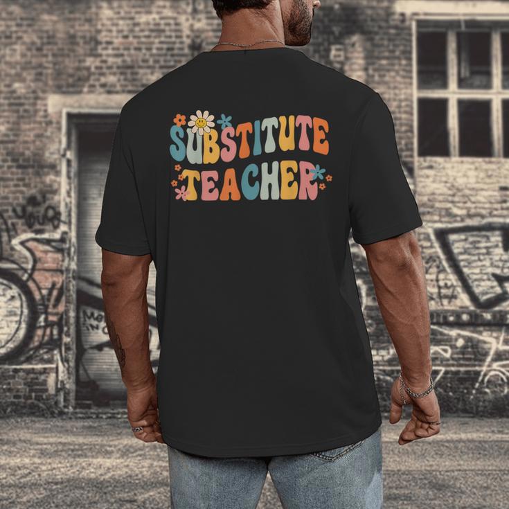 Groovy Substitute Teacher Retro Teacher Back To School Men's Back Print T-Shirt, funny design Groovy Substitute Teacher Retro Teacher Back To School Men's Back Print T-Shirt, funny design