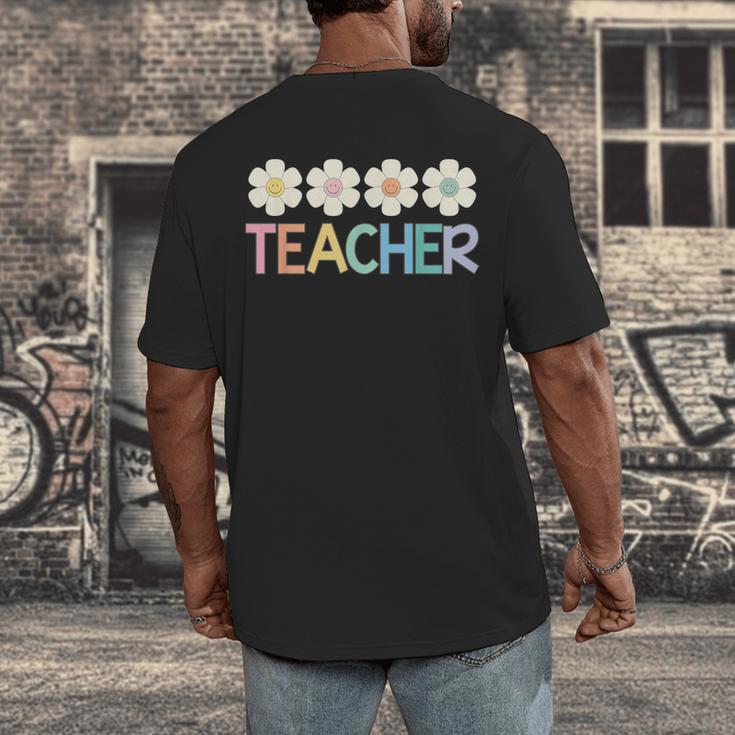 Groovy Teacher Cute Daisy Flower Retro Back To School Men's Back Print T-Shirt, funny design Groovy Teacher Cute Daisy Flower Retro Back To School Men's Back Print T-Shirt, funny design