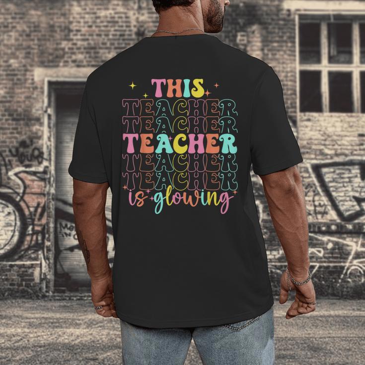 Groovy This Teacher Is Glowing Hello Summer End Of School Men's Back Print T-Shirt, funny design Groovy This Teacher Is Glowing Hello Summer End Of School Men's Back Print T-Shirt, funny design