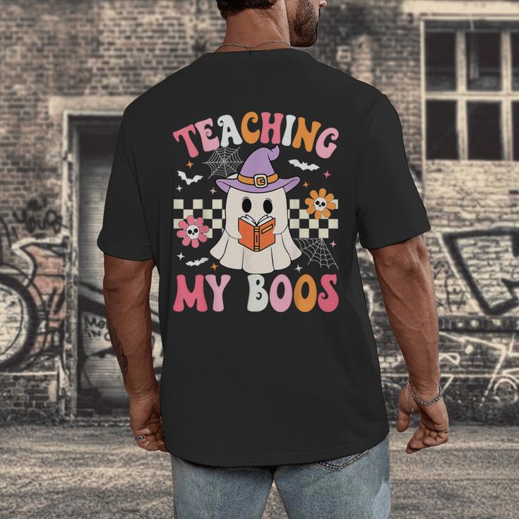 Groovy Teaching My Boos Teacher Ghost Halloween Teacher Men's Back Print T-Shirt, funny design