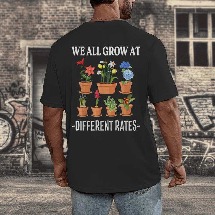 We All Grow At Different Rates Back To School Teacher Men's Back Print T-Shirt, funny design We All Grow At Different Rates Back To School Teacher Men's Back Print T-Shirt, funny design