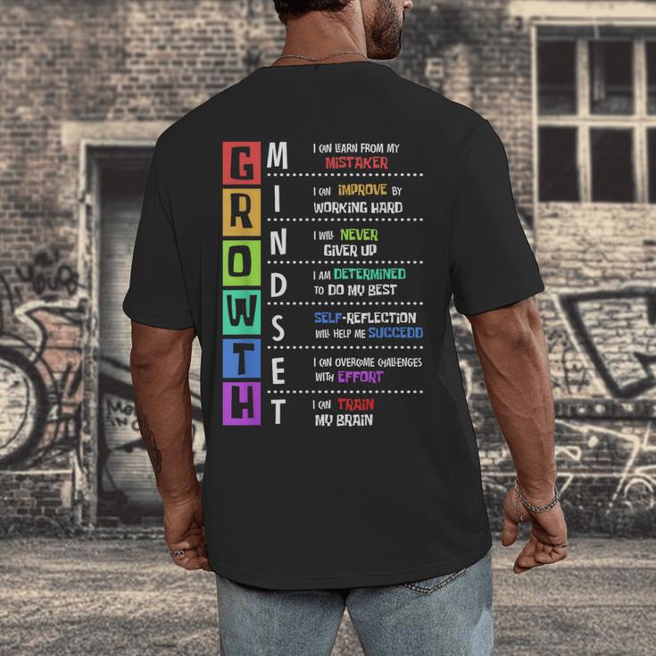 Growth Mindset Positive Motivational Classroom Teacher Learn Men's Back Print T-Shirt, funny design