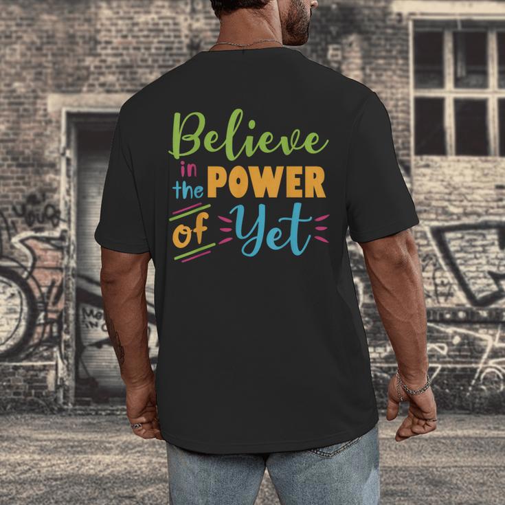 Growth Mindset Teacher Believe In The Power Of Yet Men's Back Print T-Shirt, funny design Growth Mindset Teacher Believe In The Power Of Yet Men's Back Print T-Shirt, funny design