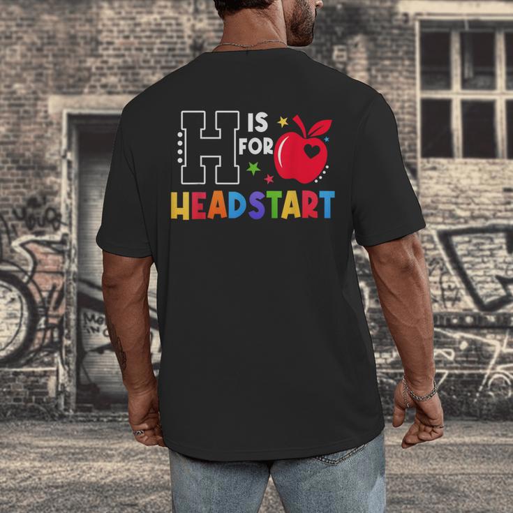 H Is For Head Start Teacher First Day Of School Tee Men's Back Print T-Shirt, funny design H Is For Head Start Teacher First Day Of School Tee Men's Back Print T-Shirt, funny design