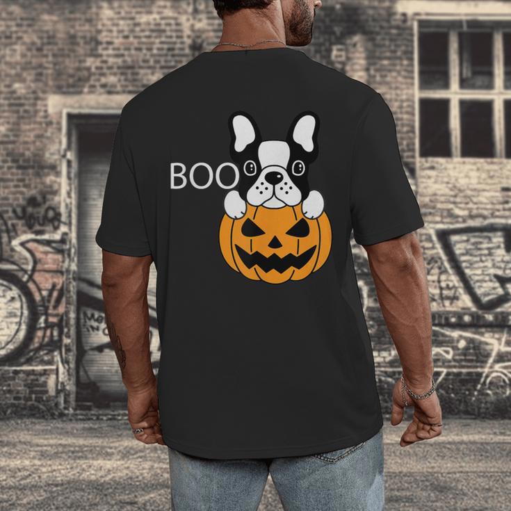 The Halloween Boston Terrier Men's Back Print T-Shirt, funny design