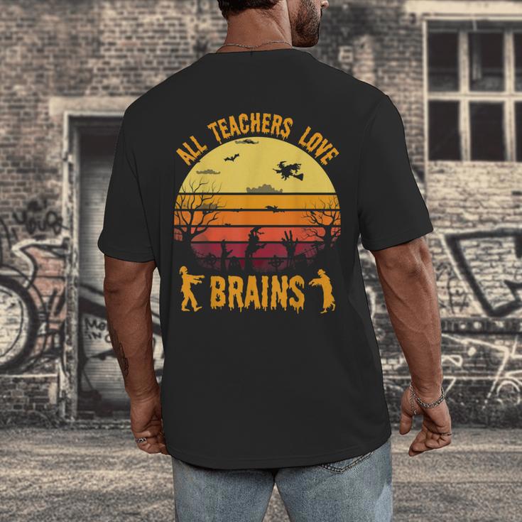 Halloween Costume Teacher Love Brains Zombie Men's Back Print T-Shirt, funny design Halloween Costume Teacher Love Brains Zombie Men's Back Print T-Shirt, funny design