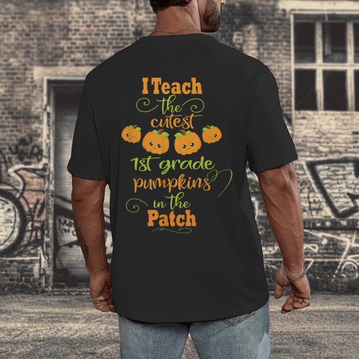 Halloween Cutest Pumpkins First Grade Teacher Men's Back Print T-Shirt, funny design Halloween Cutest Pumpkins First Grade Teacher Men's Back Print T-Shirt, funny design