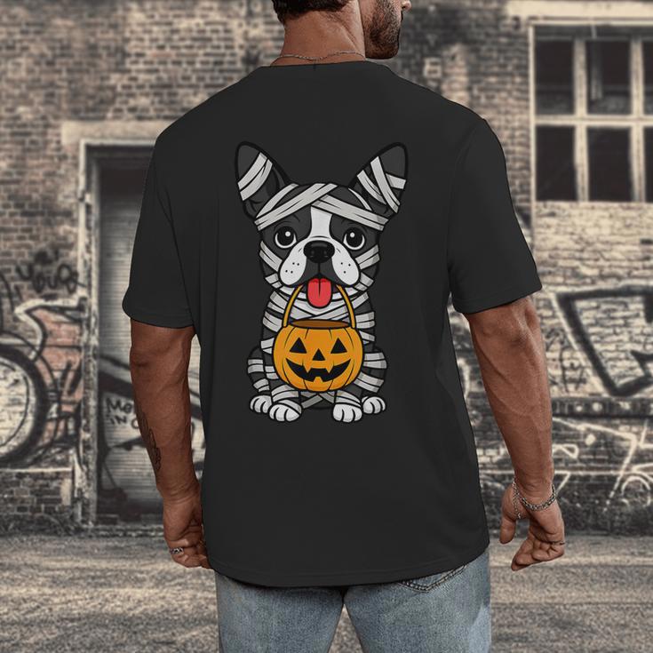 Halloween Dog Boston Terrier Mummy Costume Men Women Kids Men's Back Print T-Shirt, funny design