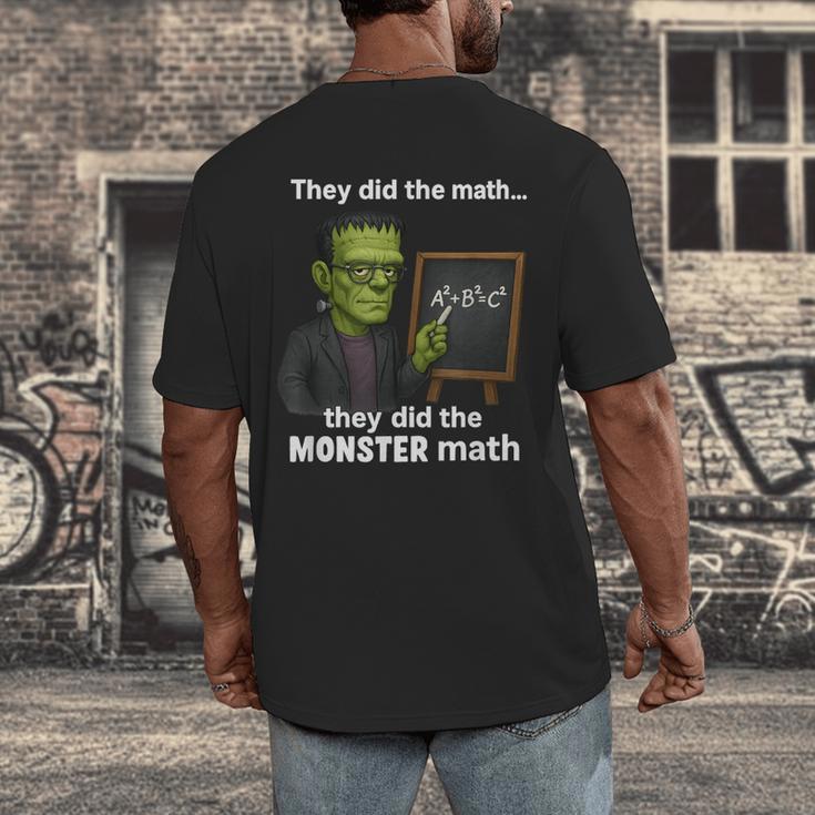 Halloween Monster Math Pun Teacher Humor Men's Back Print T-Shirt, funny design Halloween Monster Math Pun Teacher Humor Men's Back Print T-Shirt, funny design