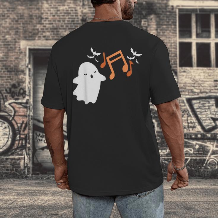 Halloween Music Note Ghost Teacher Fall Musical Instrument Men's Back Print T-Shirt, funny design Halloween Music Note Ghost Teacher Fall Musical Instrument Men's Back Print T-Shirt, funny design
