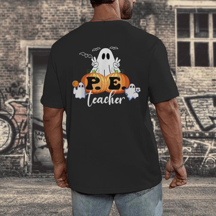 Halloween PE Teacher Ghosts Pumpkins Sports Lover Men's Back Print T-Shirt, funny design Halloween PE Teacher Ghosts Pumpkins Sports Lover Men's Back Print T-Shirt, funny design