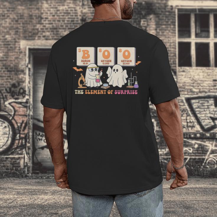 Halloween Science Teacher Boo Ghost The Element Of Surprise Men's Back Print T-Shirt, funny design Halloween Science Teacher Boo Ghost The Element Of Surprise Men's Back Print T-Shirt, funny design