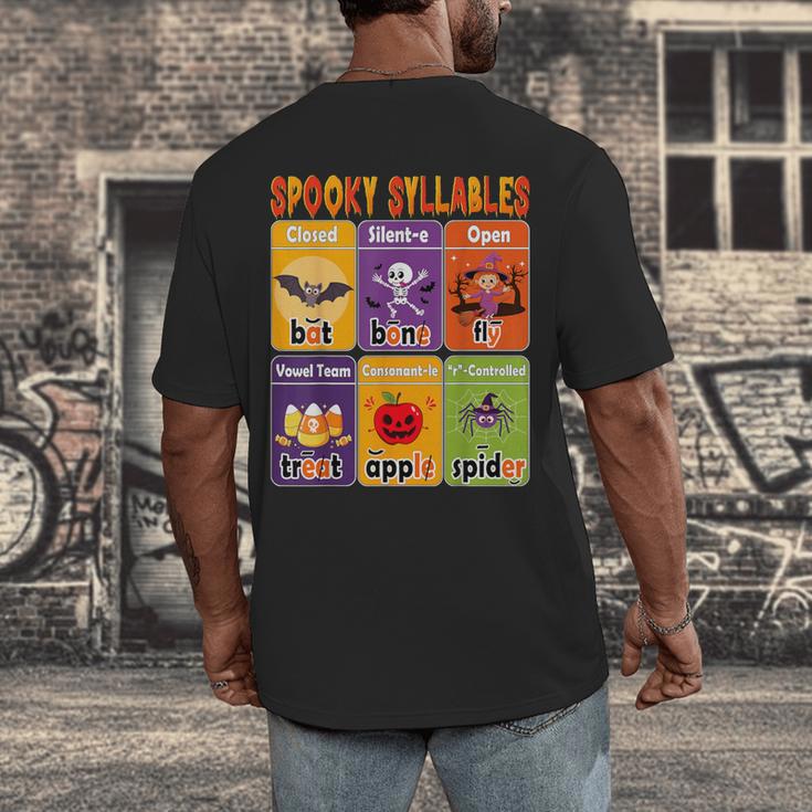 Halloween Spooky Syllable Types Teacher Educational Men's Back Print T-Shirt, funny design Halloween Spooky Syllable Types Teacher Educational Men's Back Print T-Shirt, funny design