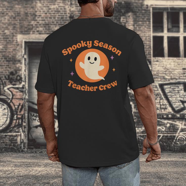 Halloween Teacher Crew Spooky Season Retro Ghost Men's Back Print T-Shirt, funny design
