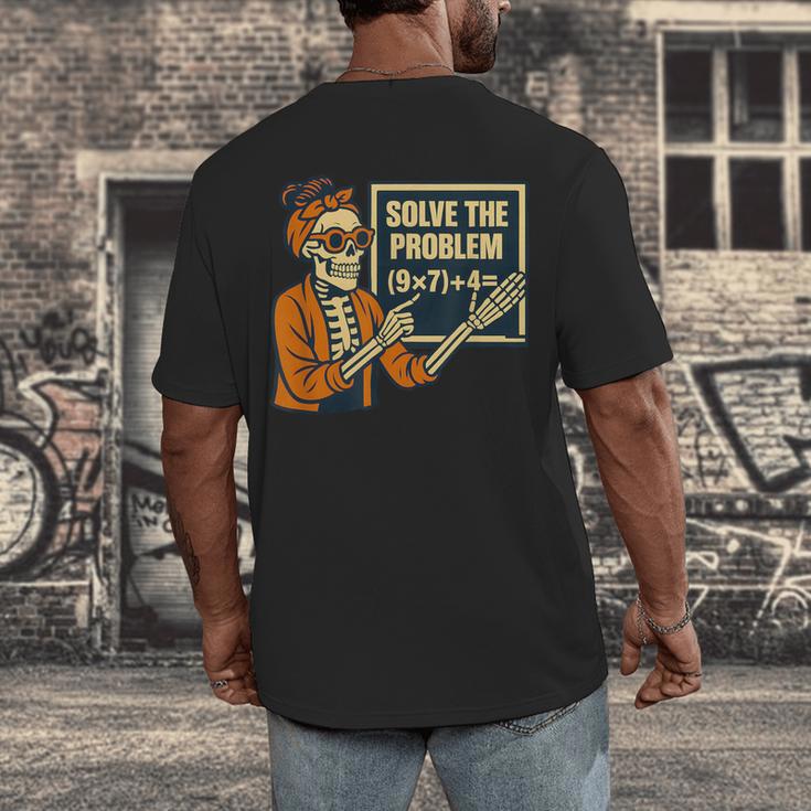 Halloween Teacher Six Seven Meme 6 7 Skeleton Spooky Costume Men's Back Print T-Shirt, funny design