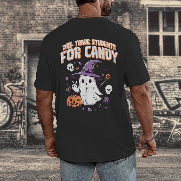 Halloween Teacher Trade Students For Candy Costume Women Men's Back Print T-Shirt, funny design
