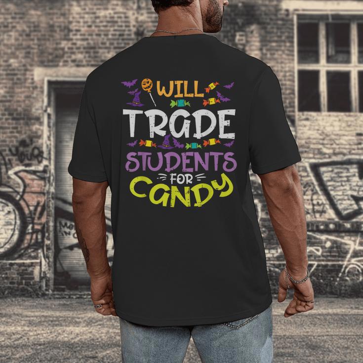 Halloween Teacher Will Trade Students For Candy Women Men Men's Back Print T-Shirt, funny design