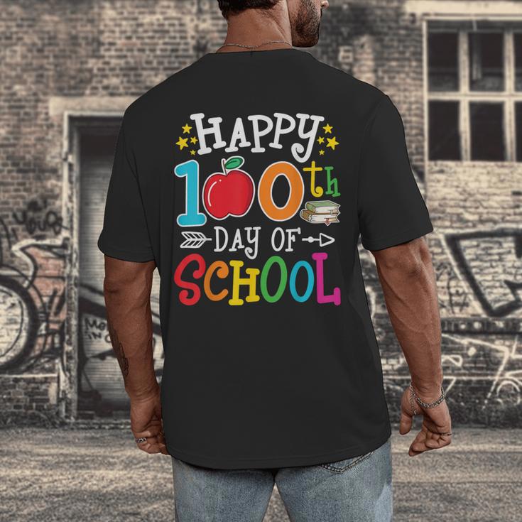Happy 100th Day Of School Teachers 100 Days Of School Kids Men's Back Print T-Shirt, funny design