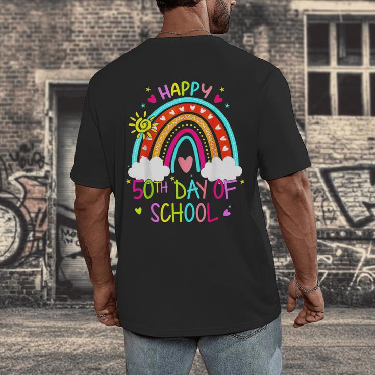 Happy 50th Days Of School Rainbow Teacher 50 Days Smarter Men's Back Print T-Shirt, funny design Happy 50th Days Of School Rainbow Teacher 50 Days Smarter Men's Back Print T-Shirt, funny design