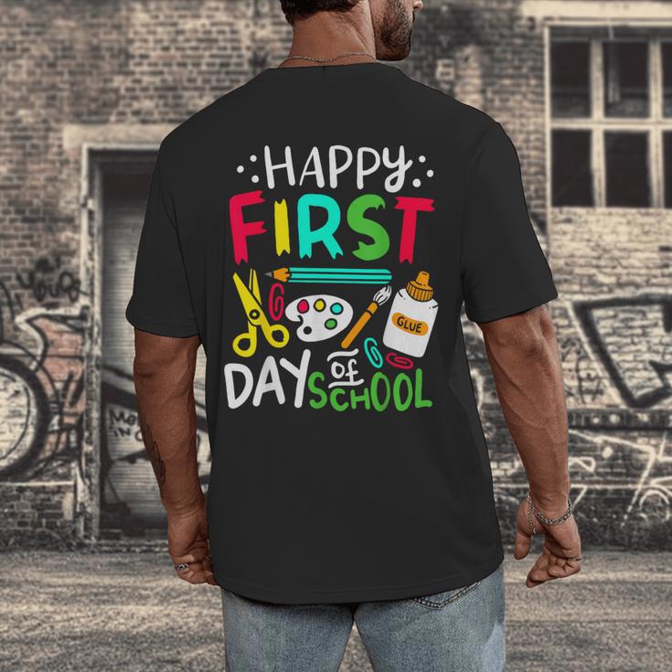 Happy First Day Of School Teacher Back To School Student Men's Back Print T-Shirt, funny design Happy First Day Of School Teacher Back To School Student Men's Back Print T-Shirt, funny design