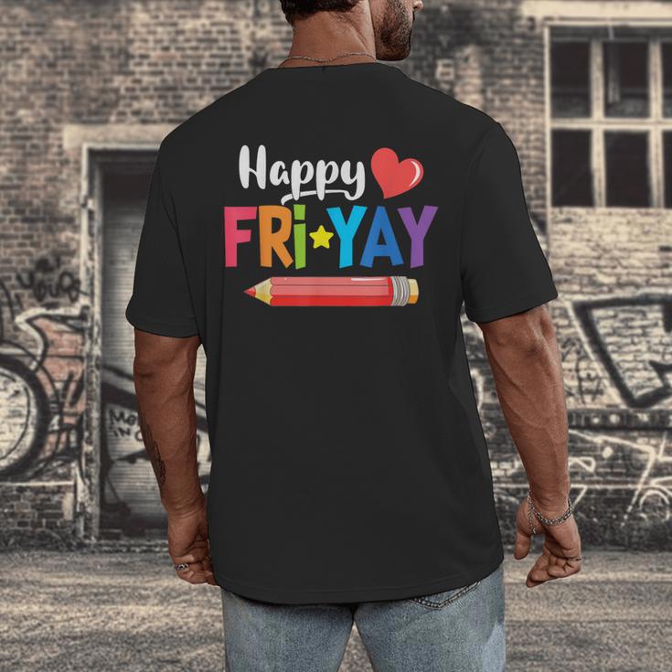 Happy Fri-Yay Friday Lovers Fun Teacher Life Weekend Men's Back Print T-Shirt, funny design Happy Fri-Yay Friday Lovers Fun Teacher Life Weekend Men's Back Print T-Shirt, funny design