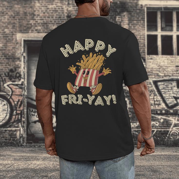 Happy Fri Yay Retro French Fries Friday Lovers Fun Teacher Men's Back Print T-Shirt, funny design