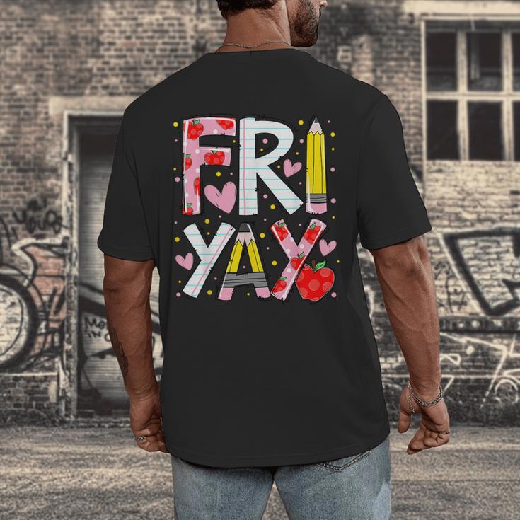 Happy Fri-Yay Teacher Back To School Friday Lovers Men's Back Print T-Shirt, funny design Happy Fri-Yay Teacher Back To School Friday Lovers Men's Back Print T-Shirt, funny design