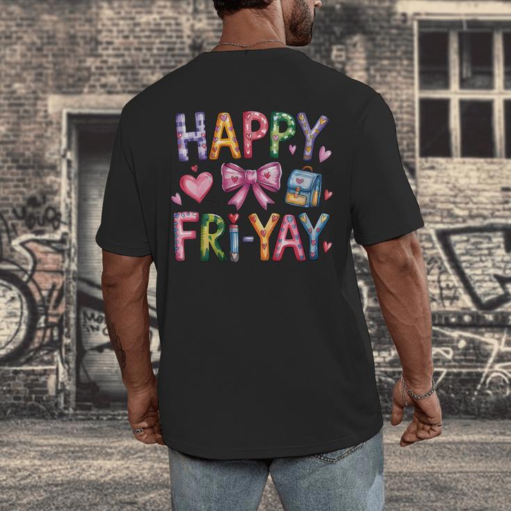 Happy Fri-Yay Teacher Fry Yay Friday Weekend Cute Fri-Yay Men's Back Print T-Shirt, funny design