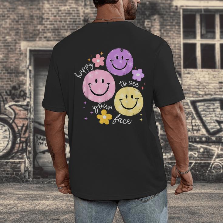 Happy To See Your Face Teacher Flower Back To School Men's Back Print T-Shirt, funny design Happy To See Your Face Teacher Flower Back To School Men's Back Print T-Shirt, funny design
