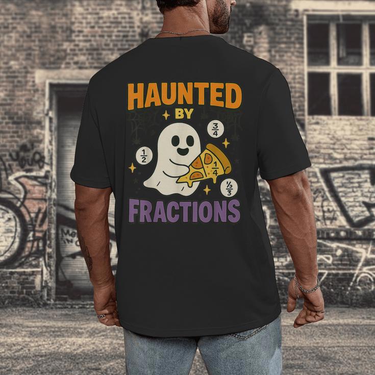 Haunted By Fractions Math Halloween Teacher Men's Back Print T-Shirt, funny design