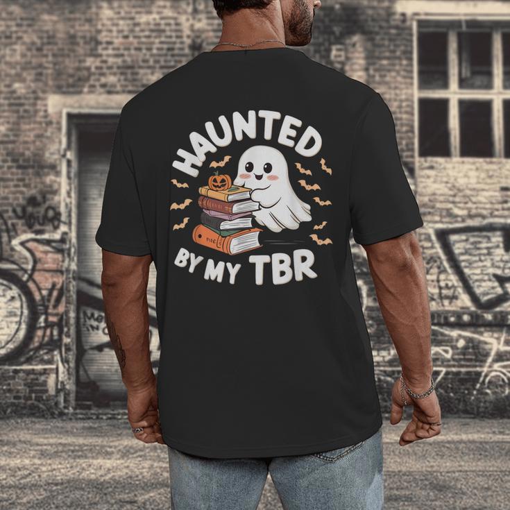 Haunted By My TBR Cute Ghost Book Reading Teacher Halloween Men's Back Print T-Shirt, funny design Haunted By My TBR Cute Ghost Book Reading Teacher Halloween Men's Back Print T-Shirt, funny design