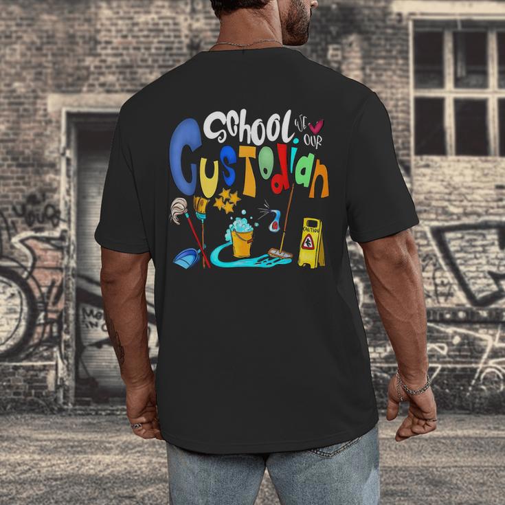 We Heart Love Our School Custodian For Teacher & Kids Men's Back Print T-Shirt, funny design We Heart Love Our School Custodian For Teacher & Kids Men's Back Print T-Shirt, funny design