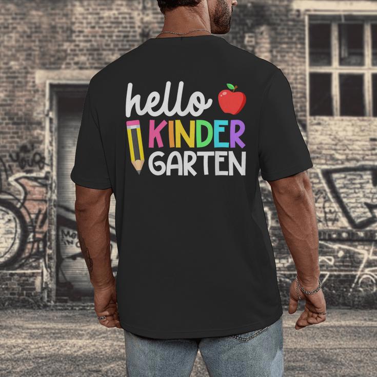 Hello Kindergarten Team Kinder Back To School Teacher Kids Men's Back Print T-Shirt, funny design