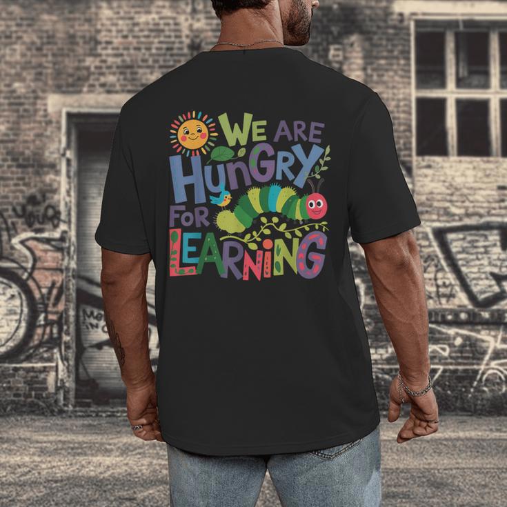 We Are Hungry For Learning Teacher Life Back To School Men's Back Print T-Shirt, funny design We Are Hungry For Learning Teacher Life Back To School Men's Back Print T-Shirt, funny design