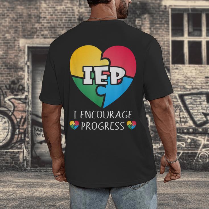 IEP I Encourage Progress Special Education School Teacher Men's Back Print T-Shirt, funny design