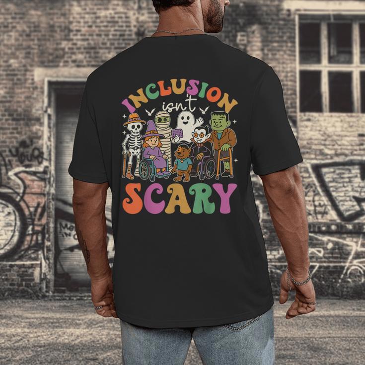 Inclusion Isnt Scary Halloween Skeleton Ghost Sped Teacher Men's Back Print T-Shirt, funny design Inclusion Isnt Scary Halloween Skeleton Ghost Sped Teacher Men's Back Print T-Shirt, funny design