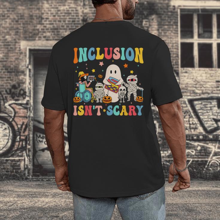 Inclusion Isn't Scary SLP Halloween Sped Teacher Therapy Men's Back Print T-Shirt, funny design Inclusion Isn't Scary SLP Halloween Sped Teacher Therapy Men's Back Print T-Shirt, funny design
