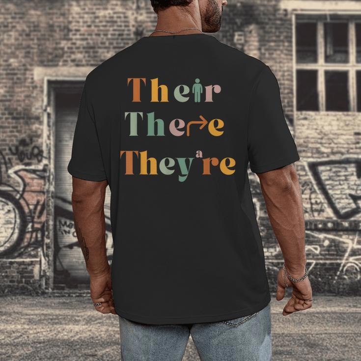 Their There They'Re English Teacher Gramma Police Joke Men's Back Print T-Shirt, funny design