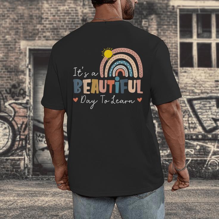It's A Beautiful Day To Learn Cute Rainbow Boho Teacher Men's Back Print T-Shirt, funny design It's A Beautiful Day To Learn Cute Rainbow Boho Teacher Men's Back Print T-Shirt, funny design