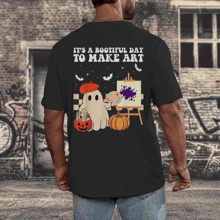 It's A Bootiful Day To Make Art Groovy Art Teacher Halloween Men's Back Print T-Shirt, funny design It's A Bootiful Day To Make Art Groovy Art Teacher Halloween Men's Back Print T-Shirt, funny design