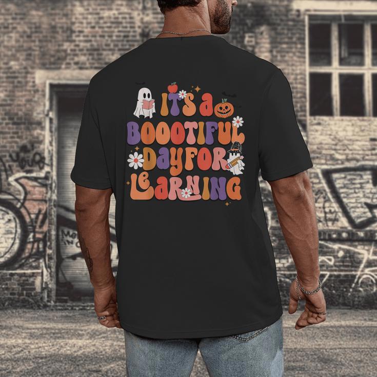 It's A Bootiful Day For Learning Cute Teacher Halloween Men's Back Print T-Shirt, funny design It's A Bootiful Day For Learning Cute Teacher Halloween Men's Back Print T-Shirt, funny design